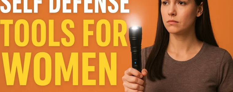 Self defense tools for women – woman holding electric shock torch with confidence