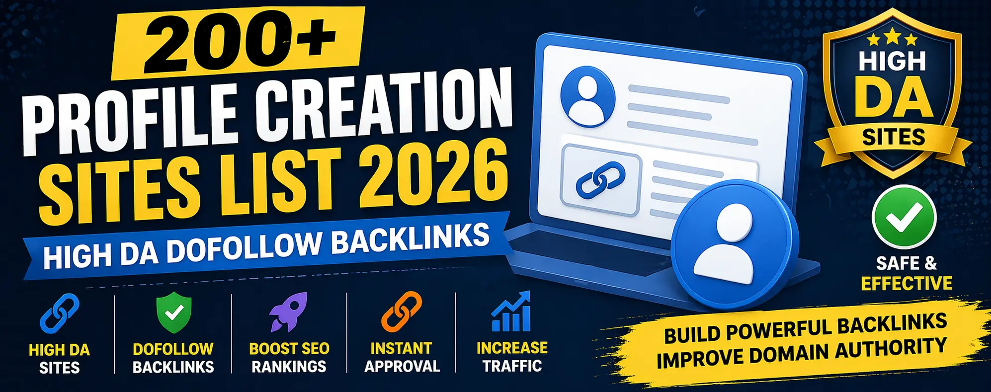 Profiled List 200+ Profile Creation Sites List 2026 (High DA DoFollow Backlinks)